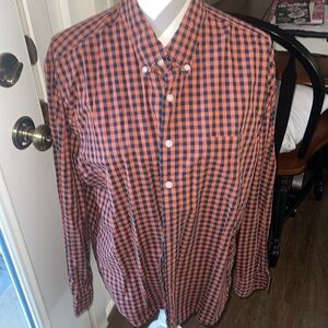 Men’s Orange and Blue checkered button down. Auburn Tigers colors.